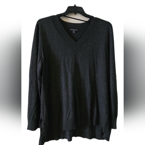 Cable & Gage Dark Gray High low sweater Size 2X - Picture 2 of 6